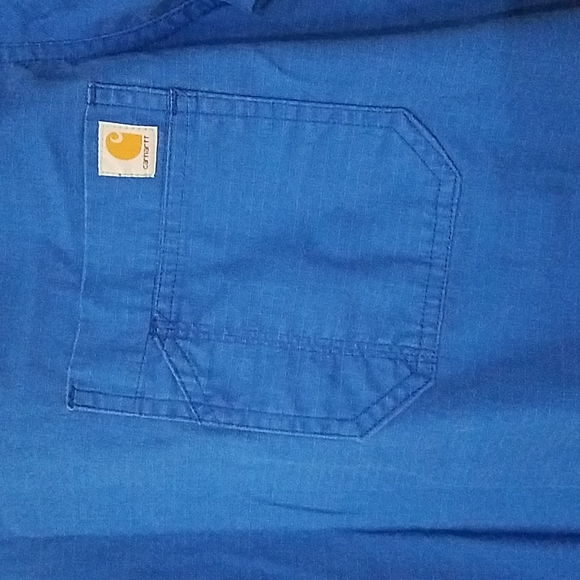 Carhartt Solid Ripstop Utility Blue Short Sleeve Scrub Top - Picture 2 of 5